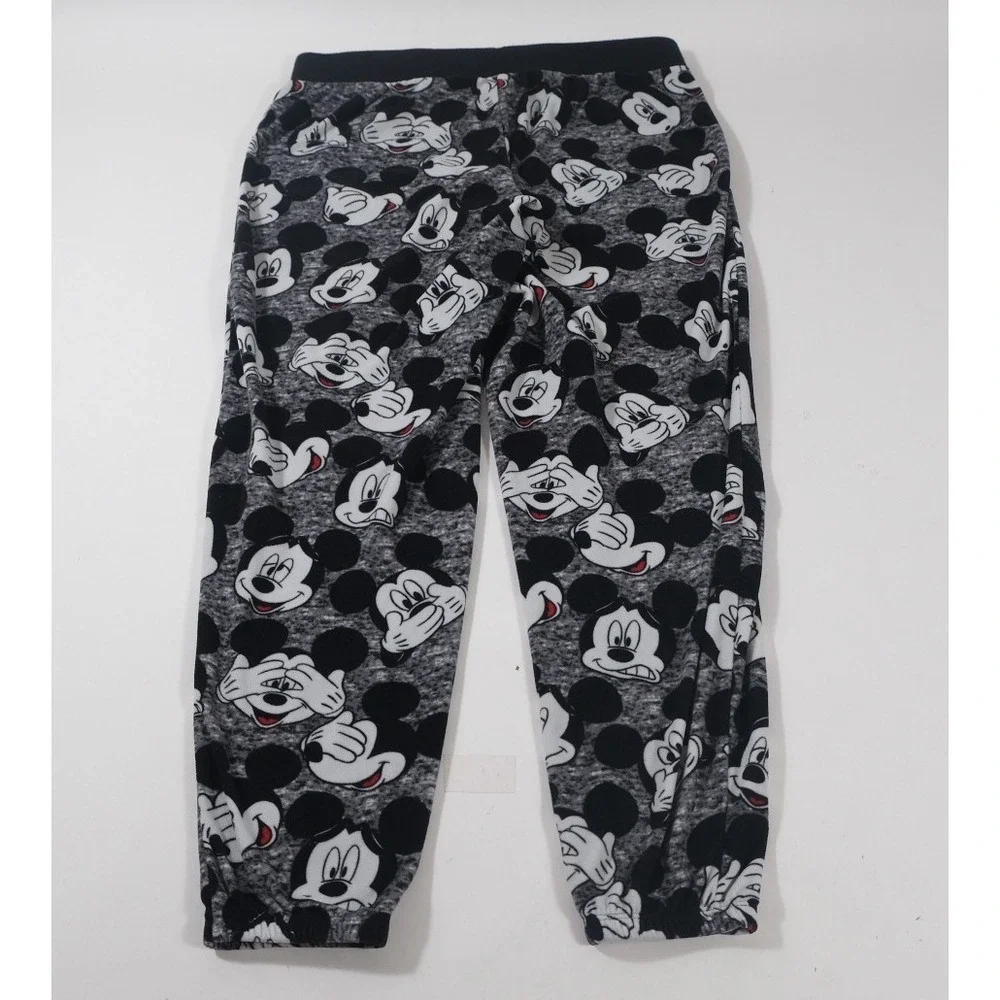 Disney‎ Pajama Pants Womens S Grey Mickey Mouse Jogger Fleece All Over Print